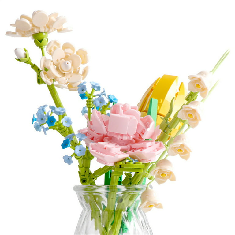 1 Box Flower Bouquet Building Blocks, Home Decoration Artificial