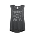 thumbnail image 1 of Thread Tank Drinks Well With Others Women's Sleeveless Muscle Tank Top Charcoal Small, 1 of 3