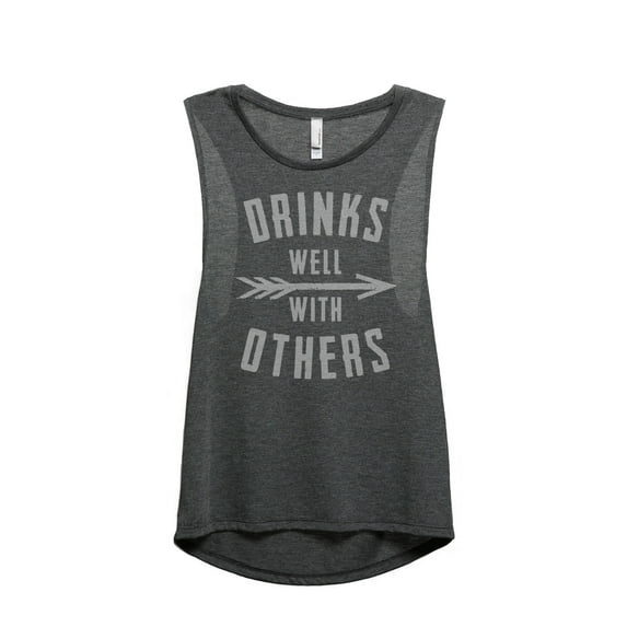 Thread Tank Drinks Well With Others Women's Sleeveless Muscle Tank Top Charcoal Small
