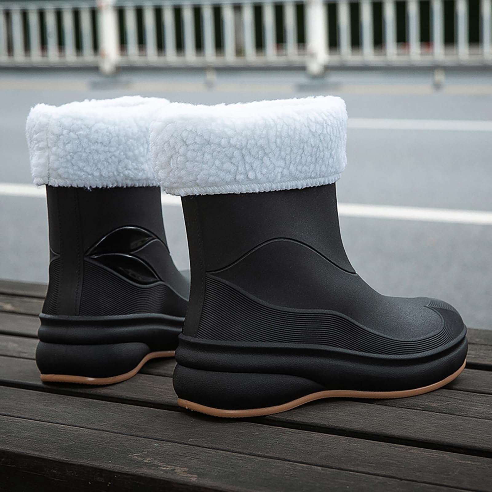 AUXDIQ Rain Shoes Women Men Mid-calf Boots Waterproof Rain Boots Outdoor Garden Shoes