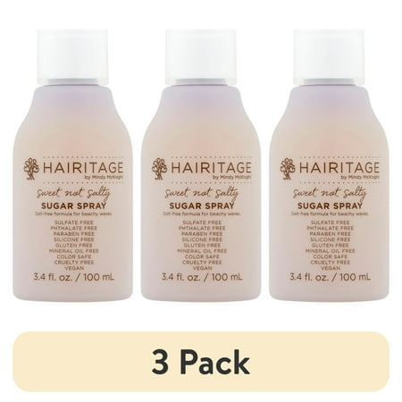 (3 pack) Hairitage Sweet Not Salty Sugar Texturizer Spray | Hair Styling Product for Women & Men, 3.4 fl oz