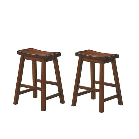 Saddleback 24 Height Stool Distressed Cherry Finish Set Of 2