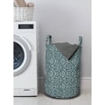 thumbnail image 3 of Vintage Laundry Bag, Geometric Composition Arrow Motifs and Lines Design Inspirations, Hamper Basket with Handles Drawstring Closure for Laundromats, 13" x 19", Dark Teal Eggshell, by Ambesonne, 3 of 4