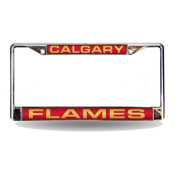 Calgary Hockey Flames Chrome Metal License Plate Frame Holder