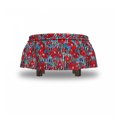 thumbnail image 4 of Floral Ottoman Cover, Budding Flowers and Stripes, 2 Piece Slipcover Set with Ruffle Skirt for Square Round Cube Footstool Decorative Home Accent, Standard Size, Dark Pink Sky Blue, by Ambesonne, 4 of 5