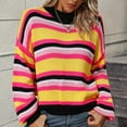 thumbnail image 5 of Lilgiuy Stripe Sweater for Women Fashion Casual Color Long Sleeve Round-Neck Sweater for Photoshot, 5 of 5