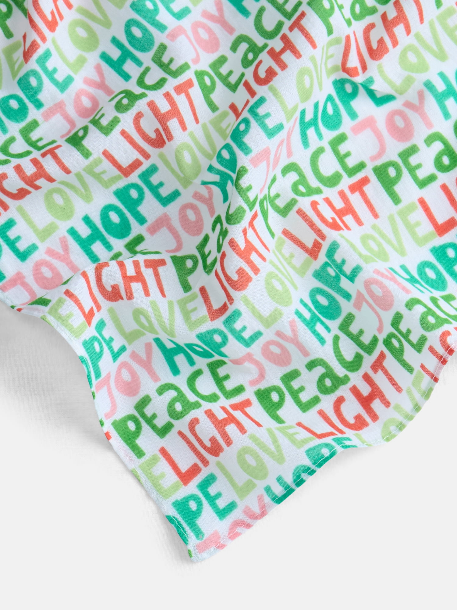 Holiday Time Woven Festive Words Bandana, One Size, Lime, Cotton