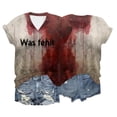 thumbnail image 2 of AWZXDE T-Shirts Élégants pour Femmes - T-Shirt à Manches Courtes Imprimé Col Rond pour Usage Quotidien Sorties Décontractées et Superposition, 2 of 4