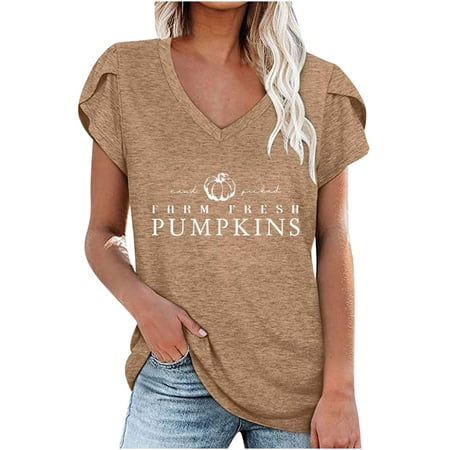 

Crop Tops for Women Tunic Tops Fashion Women s Summer V-Neck Short Sleeve Print Casual T-shirt Blouse Womens Workout Tops Black Shirts for Women on Sales Off-white L