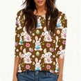 thumbnail image 3 of Lumtrix Womens Easter Top Casual Crew Neck 3/4 Sleeve Shirts Cute Bunny Graphic T Shirt Loose Spring Summer Colored Eggs Print Clothes 2026 Brown XL, 3 of 4