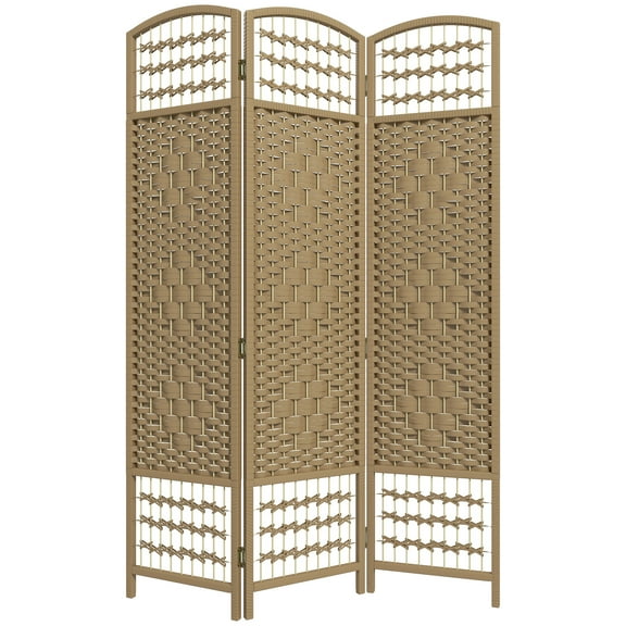 HOMCOM 3 Panel Room Divider, Folding Screen, 5.6', Natural