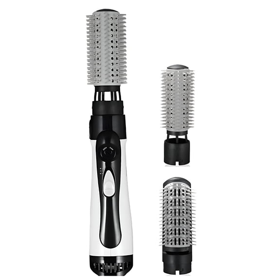 HIBIBUD Hair Dryer Brush, 3-In-1 Rotating Round Hot Air Spin Brush Set, 2 Detachable Auto-Rotating Curling Brush