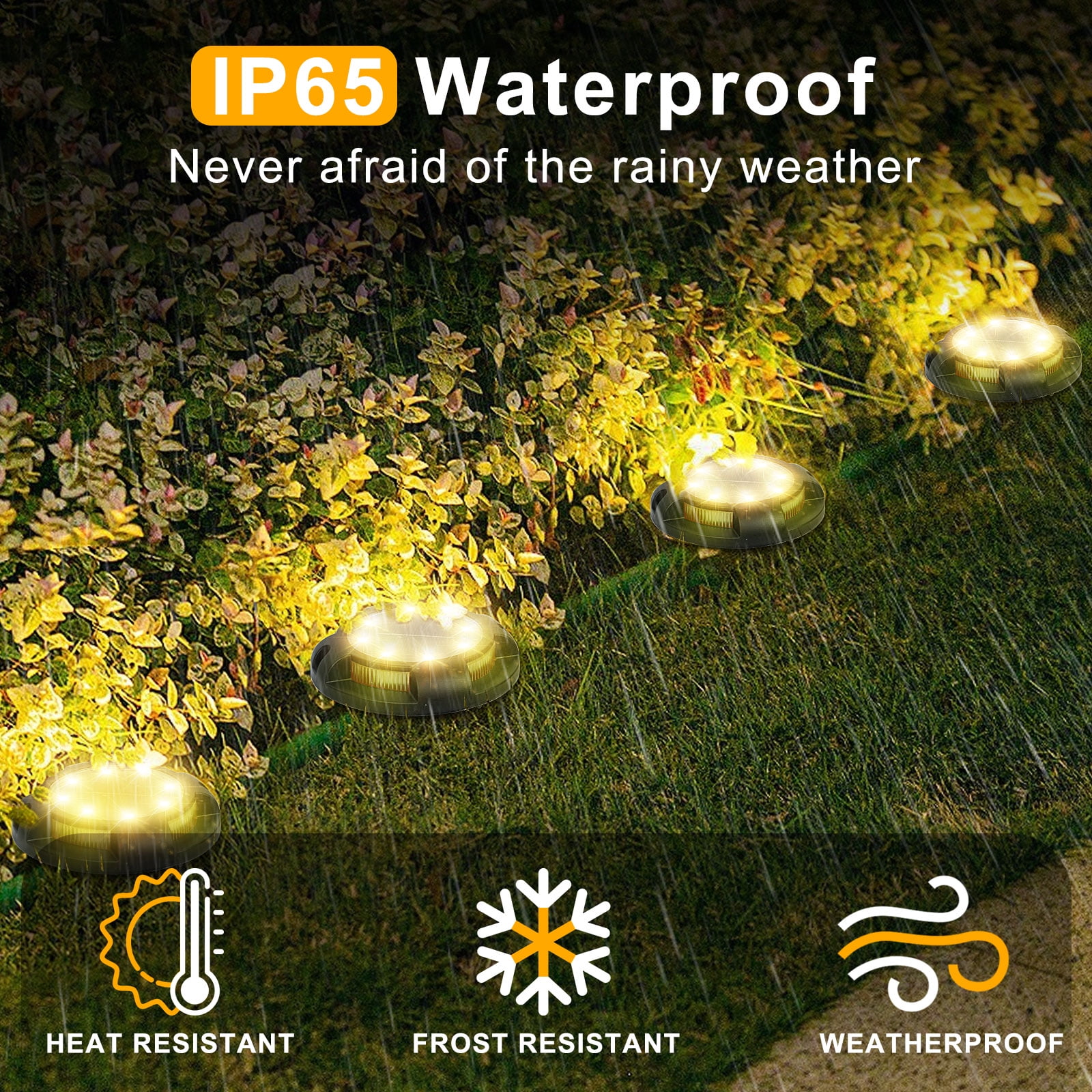 Fohil 12 Pack Solar Ground Lights Outdoor,12 LEDs Solar Disk Lights Waterproof In-ground Lights for Pathway Lawn Yard Patio Walkway Driveway Deck Garden Decor