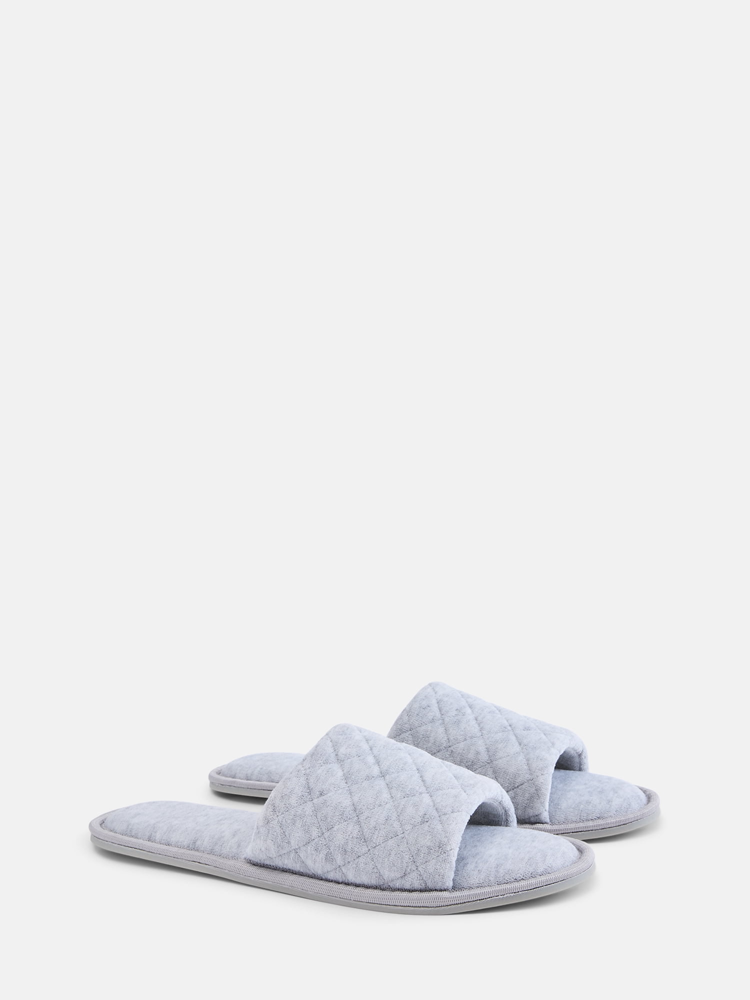 Time and Tru Women's Quilted Single Band Slide Slippers, Wide Width Available