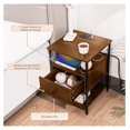 thumbnail image 4 of Wooden Nightstand with Charging Station USB Port and Single Drawer | Bedside Table End Cabinet for Living Room Bedroom Dorm (2, Rustic Brown), 4 of 6