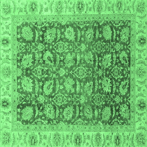 Ahgly Company Indoor Square Oriental Emerald Green Traditional Area Rugs, 4' Square