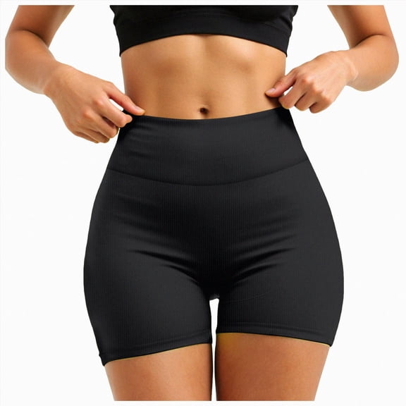KPOPLK Women's Workout Biker Shorts - 3"/5"/8" High Waisted Tummy Control Spandex Booty Shorts for Volleyball Gym Yoga Shorts Dance,Black,Size S