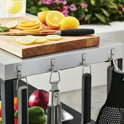 Expert Grill Outdoor BBQ Prep Cart with Wheels, Stainless Steel Top & Storage Shelves
