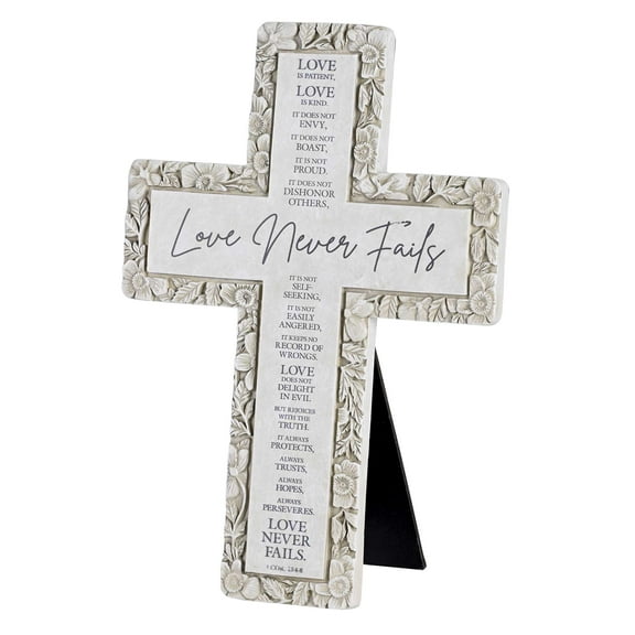 Dicksons Inspirational Wall Hanging or Tabletop Cross Figurine 7 x10 Resin Beaded Ivory Toned Classic Footprints Poem