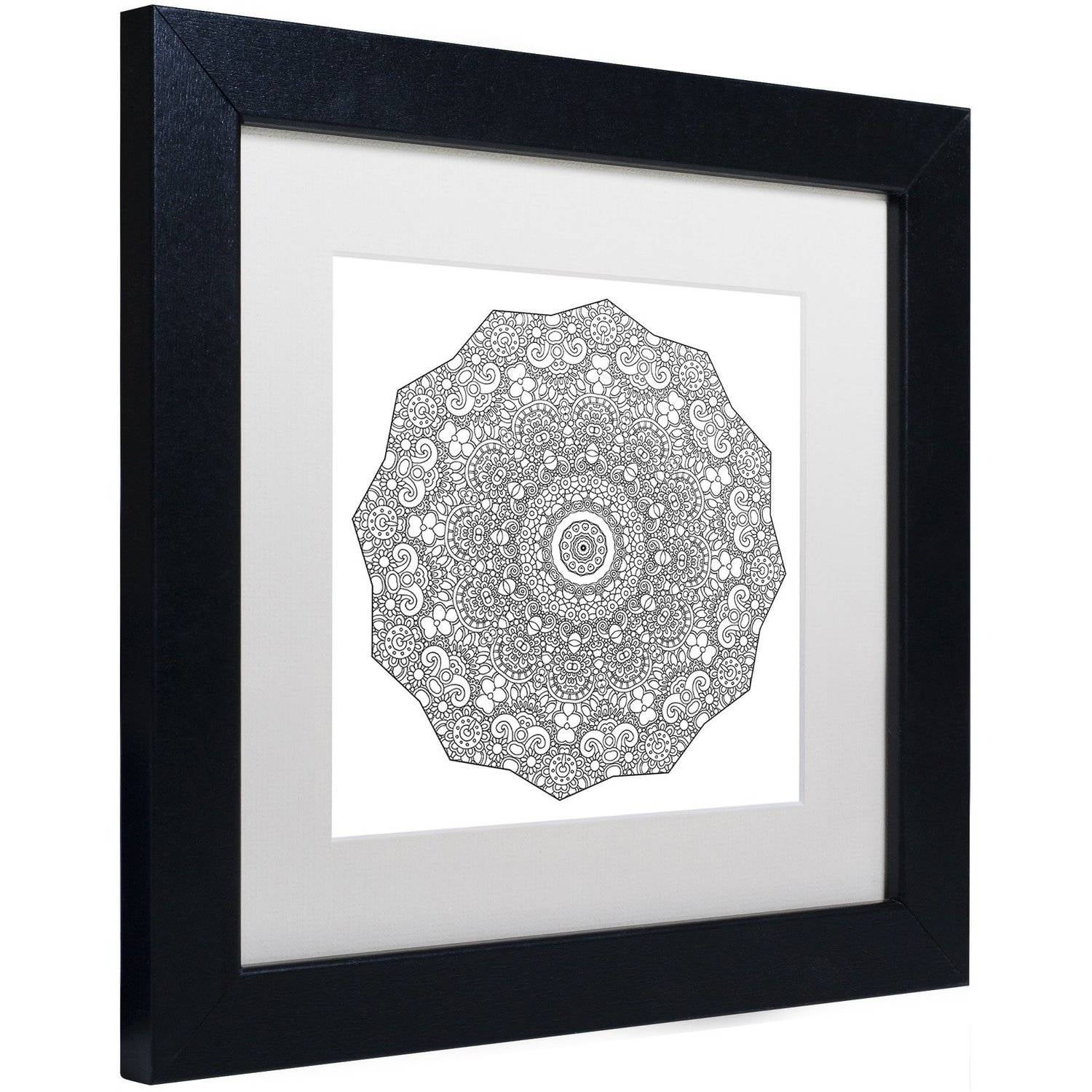 Trademark Fine Art "The Sigh Mandala Line Art" Canvas Art by Kathy G. Ahrens, White Matte, Black Frame