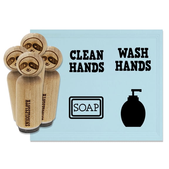 Clean Hands Wash Bar of Soap Dispenser Rubber Stamp Set for Scrapbooking Crafting Stamping - Mini 1/2 Inch