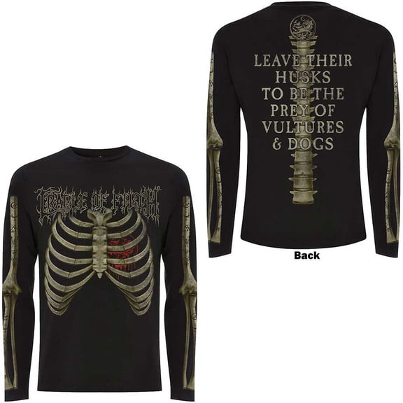 Cradle Of Filth Unisex Long Sleeve T-Shirt Skeleton (Back & Sleeve Print)
