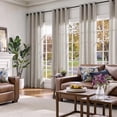 thumbnail image 6 of Linen Curtains for Living Room Black on Beige Striped Curtains for Bedroom Ticking Stripe Pattern Light Filtering Farmhouse Cottage Core Rustic Grommet Window Treatment 2 Panels 84 inches Long, 6 of 8