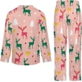 thumbnail image 6 of Top-kevin Christmas Deer Trees Bows Women's Long-Sleeve Shirt And Full-Length Bottom Pajama Set, 6 of 12