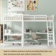 thumbnail image 6 of Bellemave L-Shaped Loft Bed with L-shaped Desk Twin Size Loft Bed with Desk for 2 Wood Corner Twin Beds with Ladder and Guardrails for Teens, No Box Spring Needed (White), 6 of 11
