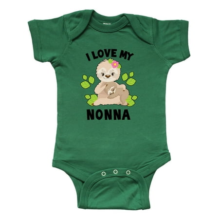 

Inktastic Cute Sloth I Love My Nonna with Green Leaves Gift Baby Boy or Baby Girl Bodysuit