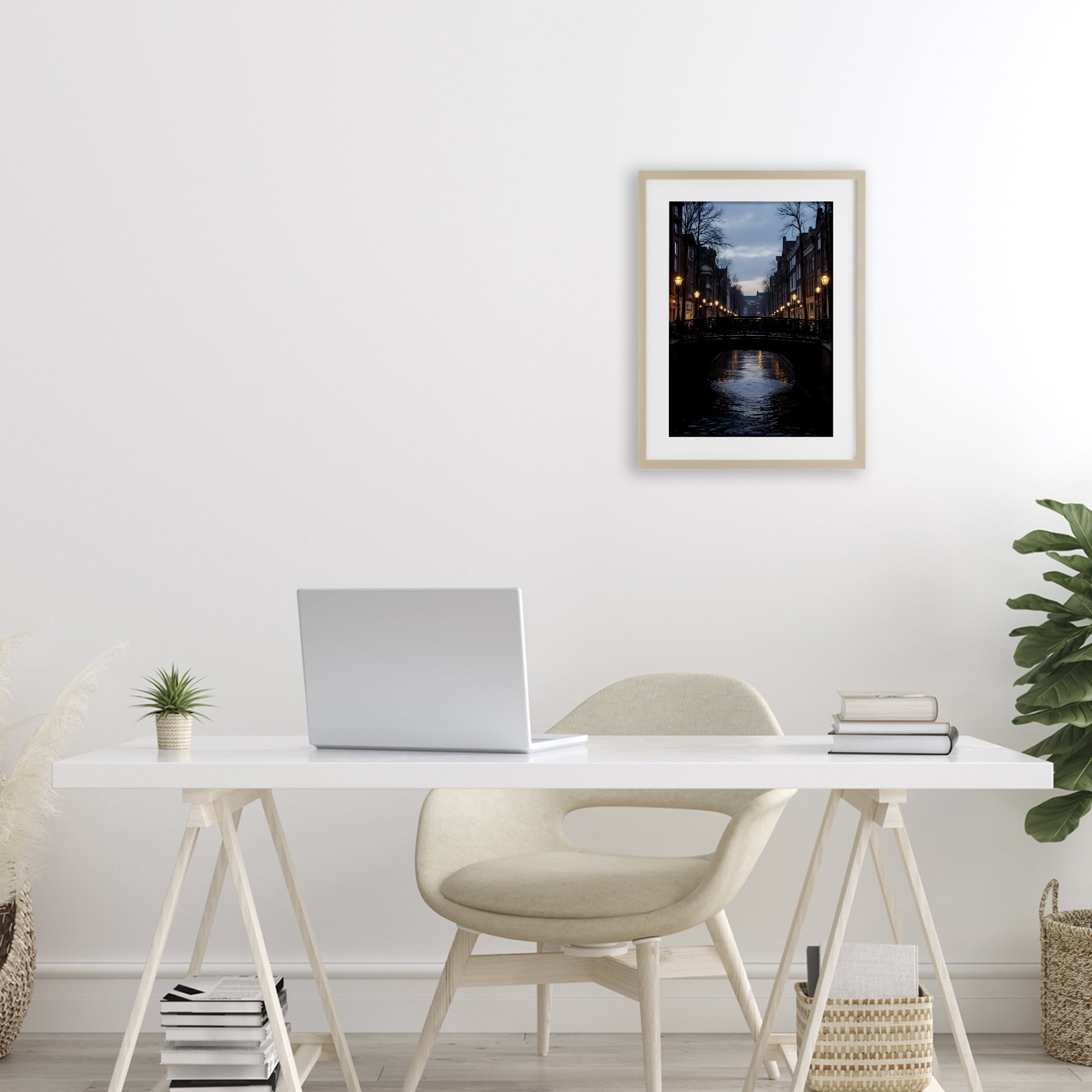 Stupell Industries Lantern Light over Quiet Canal Birch Framed Print Under Glass, design by Creative Studio