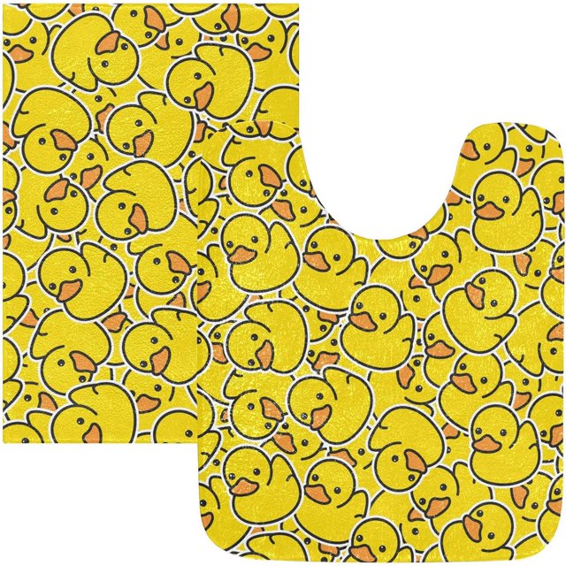 Rubber Duck Bathroom Rugs Mats Soft Absorbent Bathroom Rug Mat Washable Bath Rugs for Bathroom Non Slip Floor Mats for Home Bath Bathroom Decor, Bathroom Rugs Sets 2 Piece