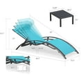 thumbnail image 6 of Purple Leaf Patio Chaise Lounge Set of 3 Outdoor Lounge Chair Beach Pool Sunbathing Lawn Lounger Recliner Chiar Outside Tanning Chairs with Arm for All Weather, Side Table Included, Turquoise Blue, 6 of 12
