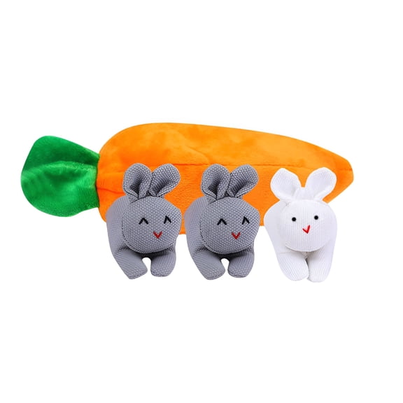 BESTSKY Easter Bunny Plush Trio – Carrot Pouch Stuffed Animals, Infant Toy Toddler Easter Gifts