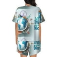 thumbnail image 6 of Fotbe Let's go Travel Print Pajama Set for Women 2 Piece Loungewear Short Sleeve Tops and Shorts Set Soft Sleepwear-Medium, 6 of 7