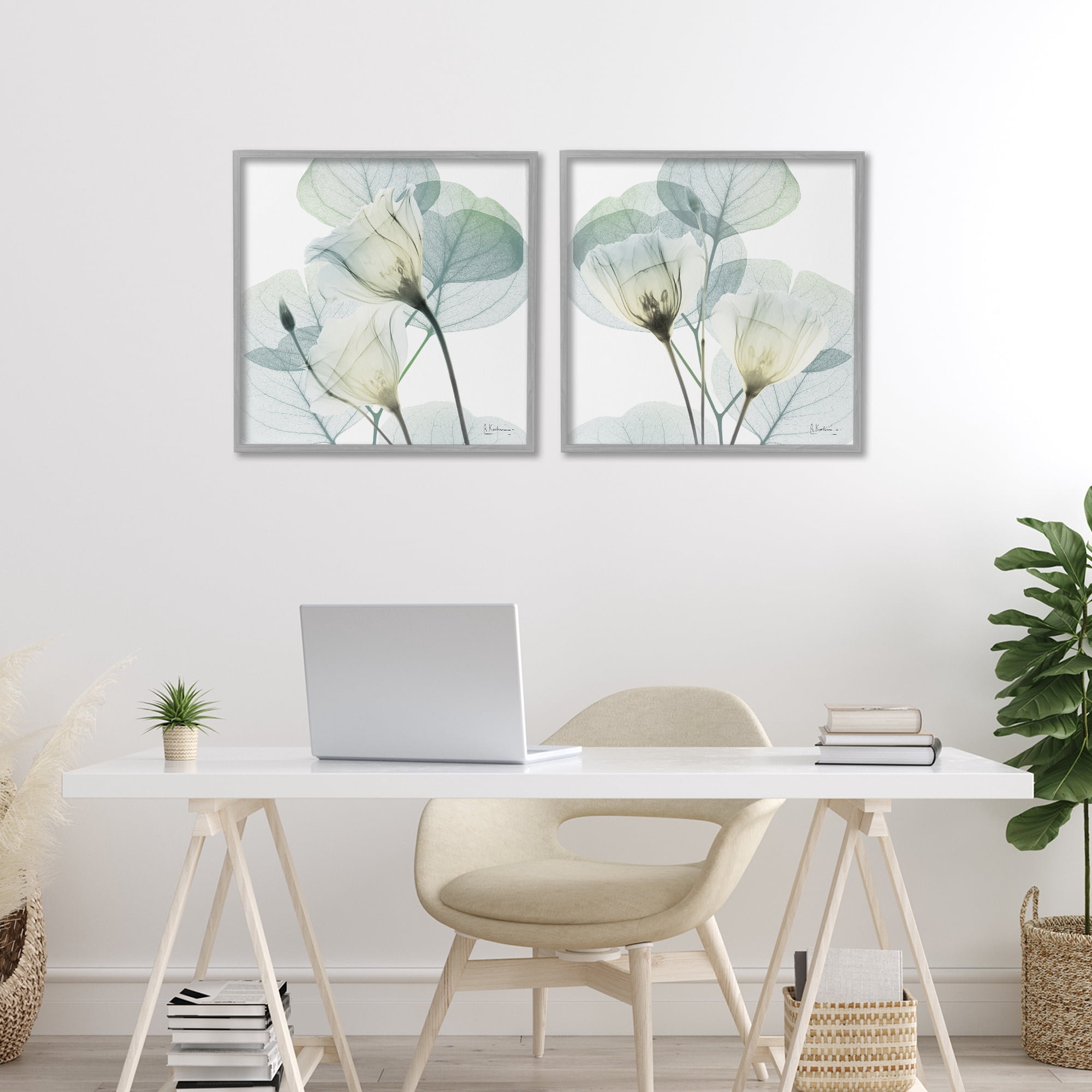 Stupell Industries Divine Fate Flowers 2 Piece Gray Framed Giclee Art Set, design by Albert Koetsier