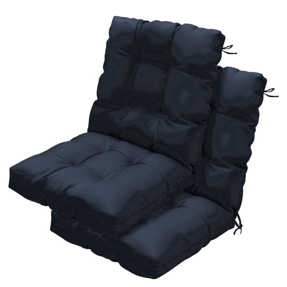 Outdoor Chair Cushions Set of 2, 42x21x4 Inch Patio Cushion for Dining/Rocking Chairs, High Back Soft Seat Pad with Ties Navy