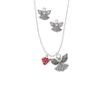 thumbnail image 2 of Delight Jewelry Silvertone Mini Red Strawberry with Clear Crystals Silver tone Guardian Angel Charm Necklace and Stud Earrings, 2 of 4