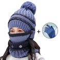 thumbnail image 2 of 4PCS Womens Winter Warm Knit Beanie Hat Touchscreen Gloves Scarf Mask Set with Fleece Lined Skull Caps Neck Scarves, 2 of 3