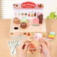 thumbnail image 3 of BUTOMKY Wooden Ice Cream Counter Playset, Pretend Play Store Simulation Toy, Play Kitchen Accessories Role Playing House Educational Gift for Toddlers Kids Ages 3+, 3 of 9
