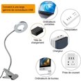 thumbnail image 3 of Lámpara de escritorio regulable de 6 W, regulable flexible/temperatura ajustable, 3 modos de luz, lámpara de noche USB, lámpara con clip, metal plateado, diseño de cuello de cisne, 3 of 5