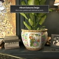 thumbnail image 5 of Red Lantern Large 18" Satsuma Birds & Flowers Porcelain Fishbowl Planter, 5 of 6