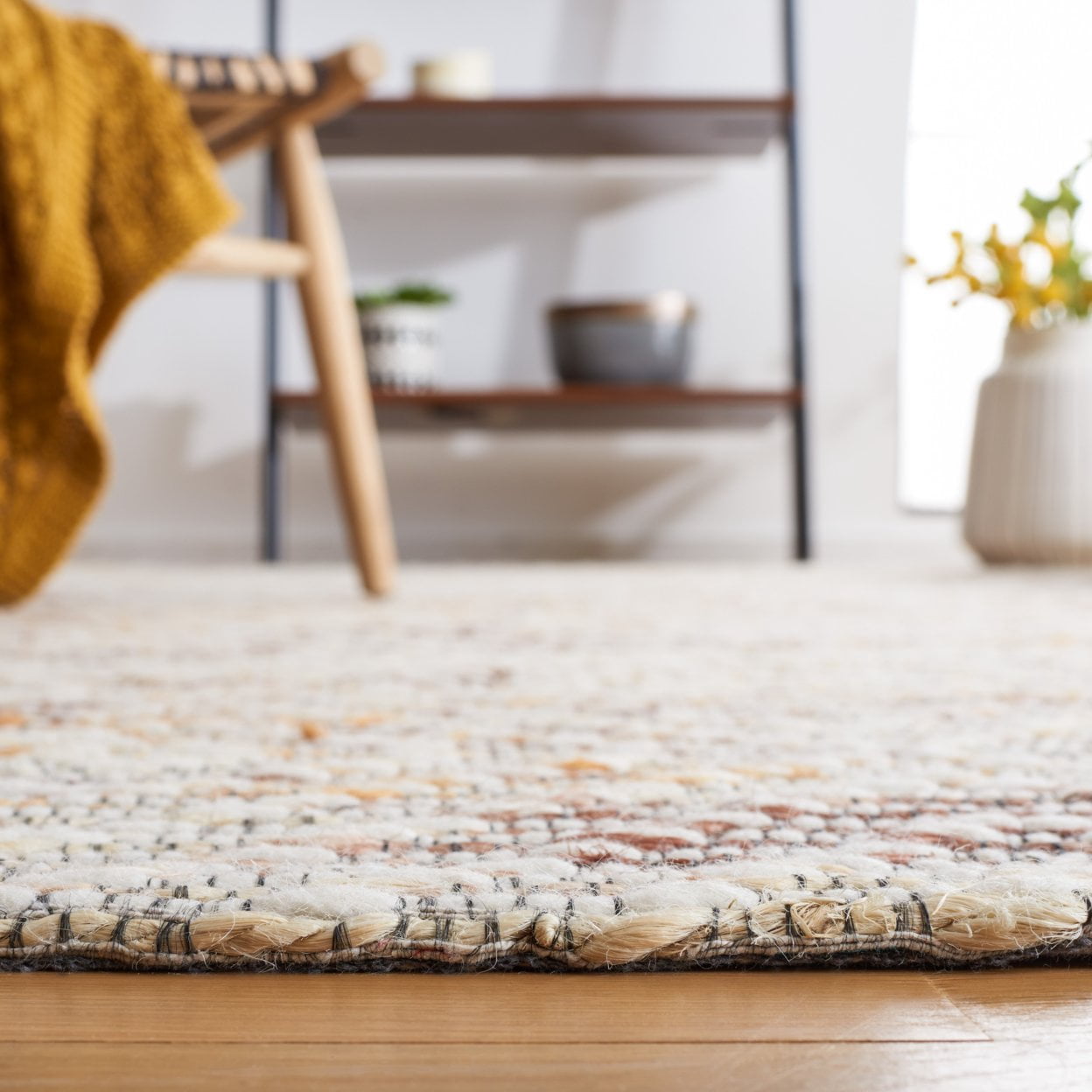 SAFAVIEH Marbella Isolde Geometric Area Rug, Ivory/Dark Brown, 6' x 6' Square