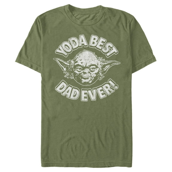 Men's Star Wars Father's Day Yoda Best Dad Ever  Graphic Tee Military Green Small