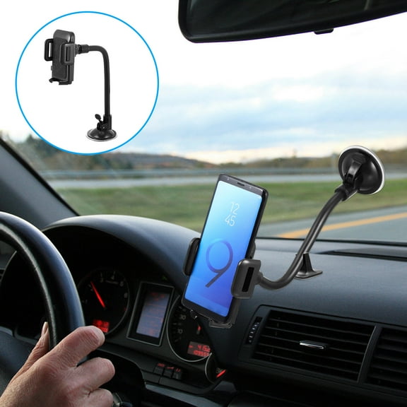 GETAJGHSD 1Set Black Plastic Gooseneck Car Suction Cup Phone Holder for Driving Navigation