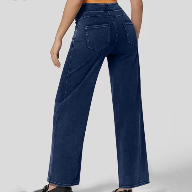 WILLBEST Pantalones Mujer Vaqueros Ajustados, Acampanados y de Cintura Alta Elásticos para Mujer Con Bolsillo para Cinturón y Pierna Ancha y Ajuste Cómodo Chica
