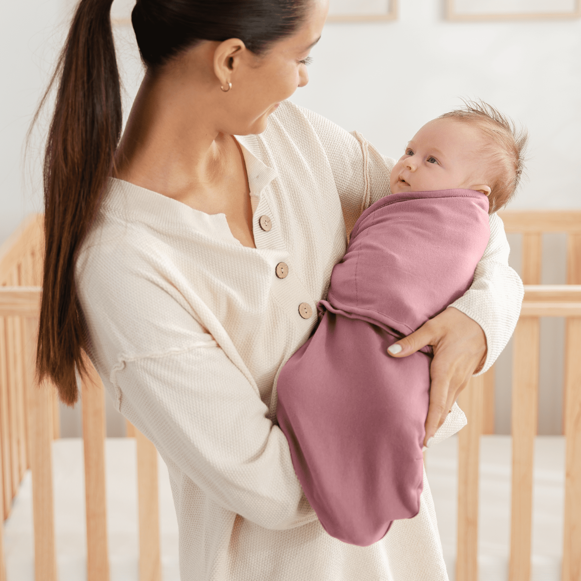 Comfy Cubs Baby Swaddles, Easy Adjustable 3 Pack for Boys and Girls (Small 0-3 Months, Blush, Mauve, Mulberry)