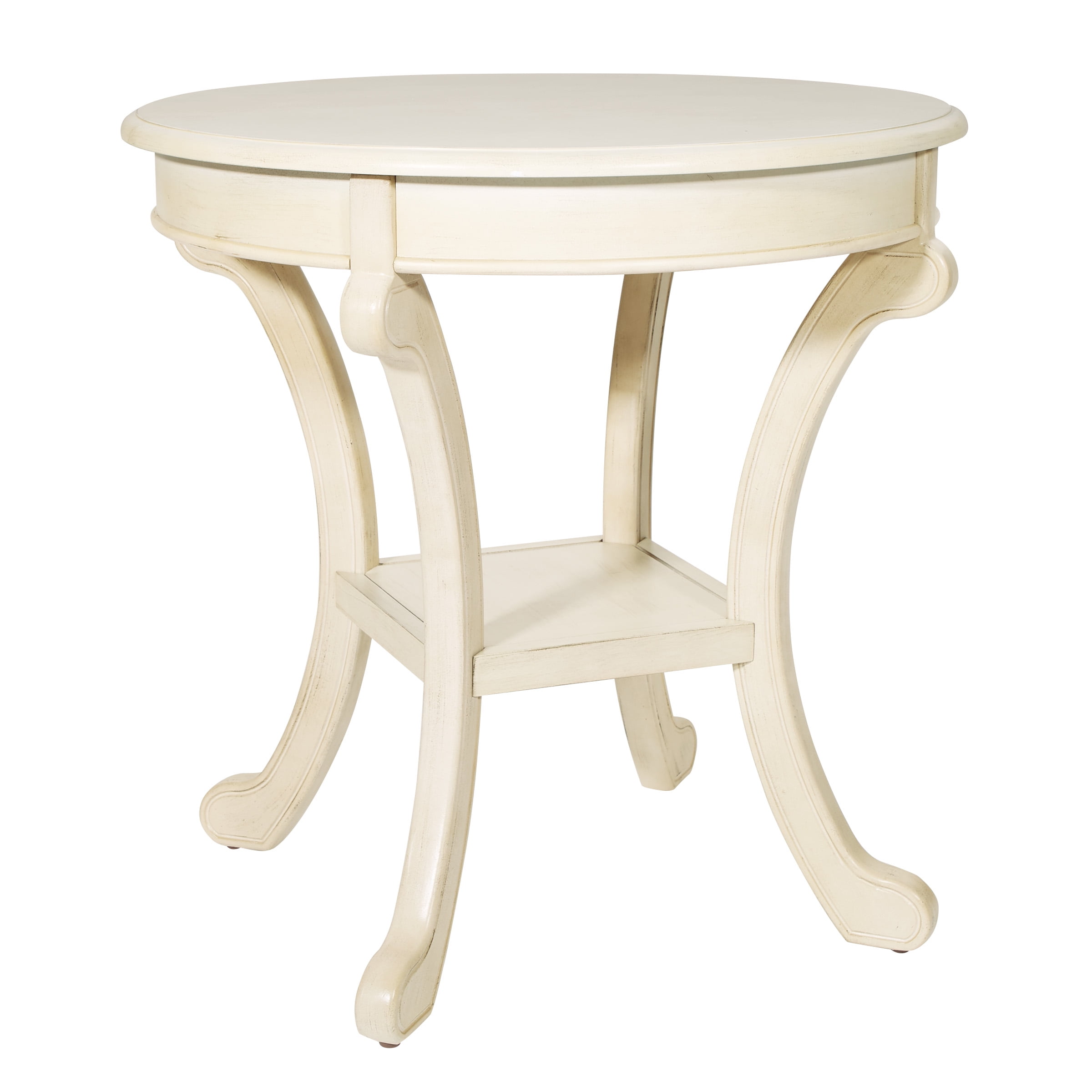 OSP Home Furnishings Vermont Accent Table in Antique Beige Finish