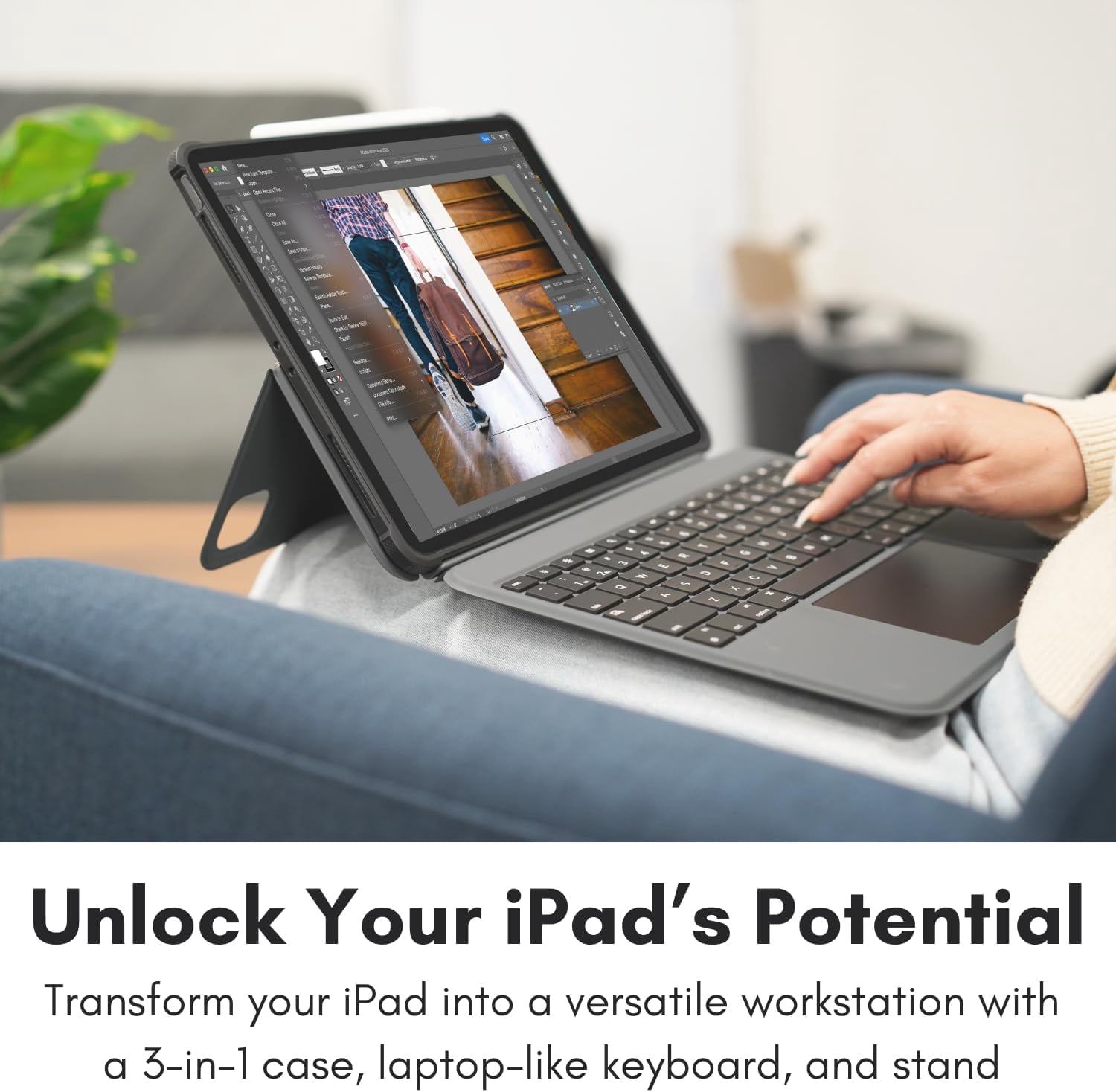Macally iPad Pro 11 Inch Case with Keyboard and Track Pad (2024 Gen 7) - iPad Pro 11 Inch M4 Case with Keyboard Backlit, Multi Angle View, Apple Pencil Holder