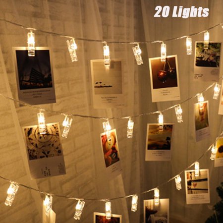 

LED Photo Clip Stringlights Battery Operated Starry Fairy Lights for Hanging Pictures Cards Home Decoration Warm White 20 Lights
